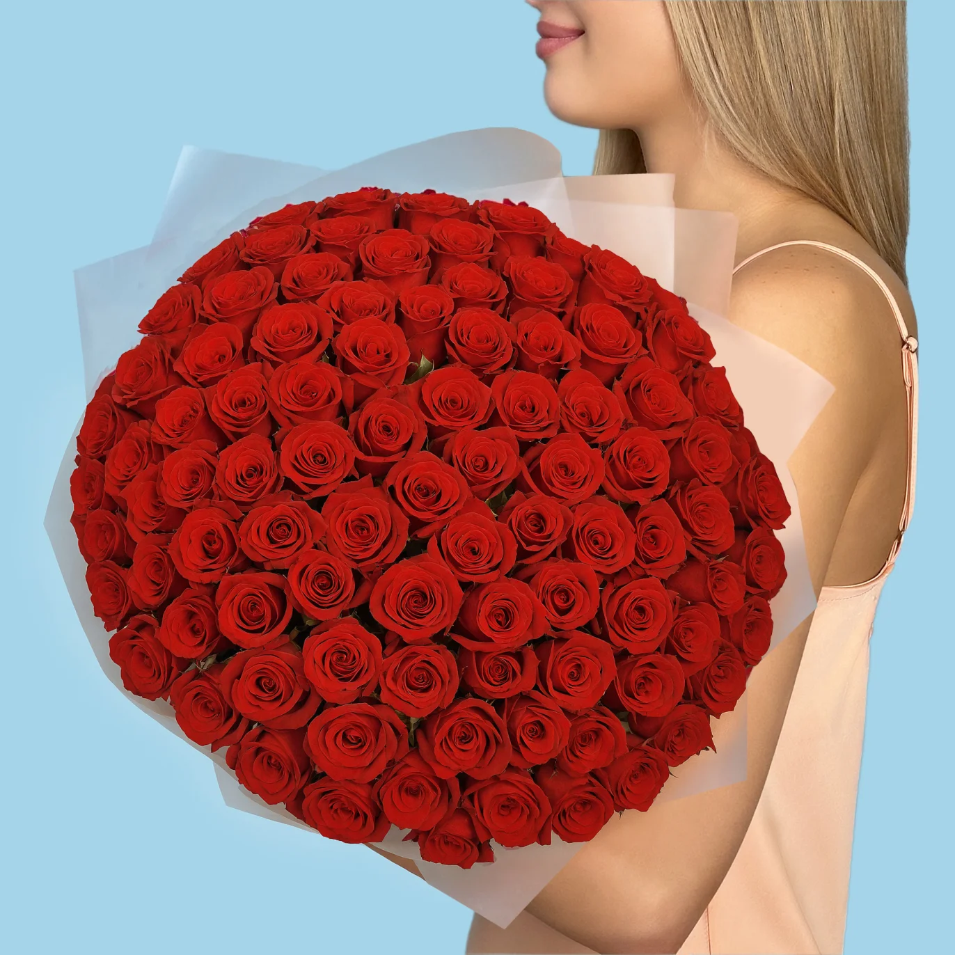 100 Red Roses from Kenya - image №2