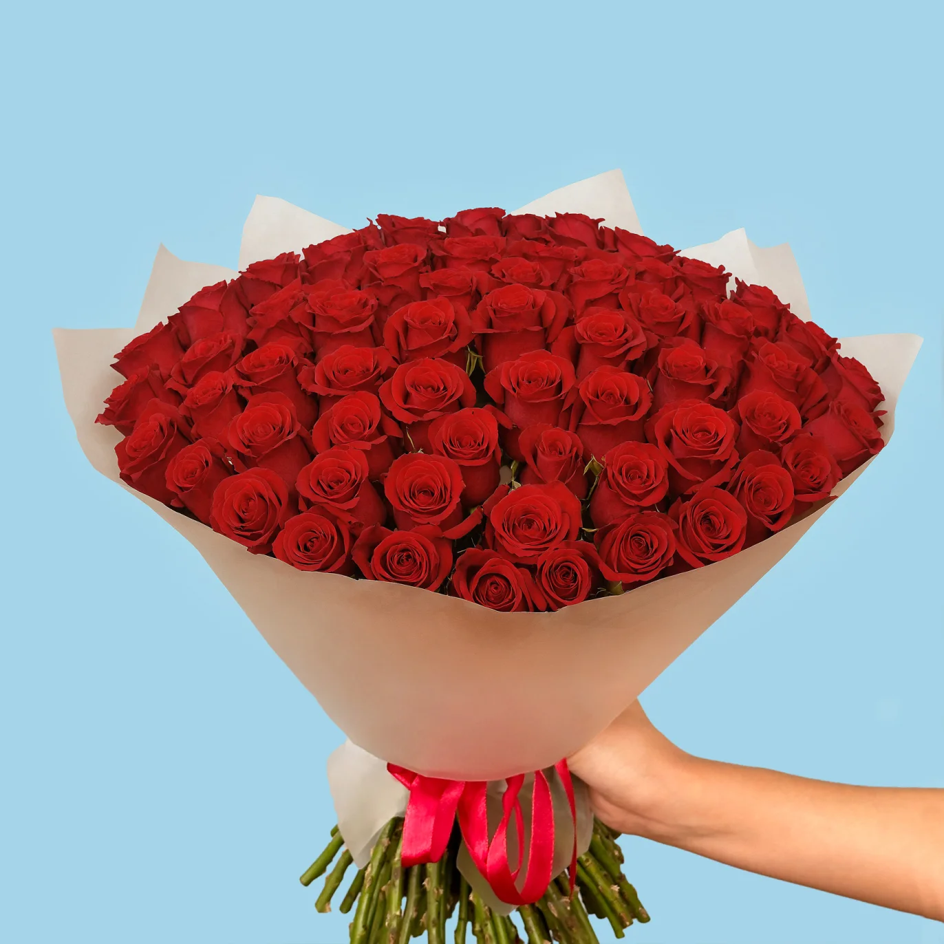 100 Red Roses from Kenya - image №3