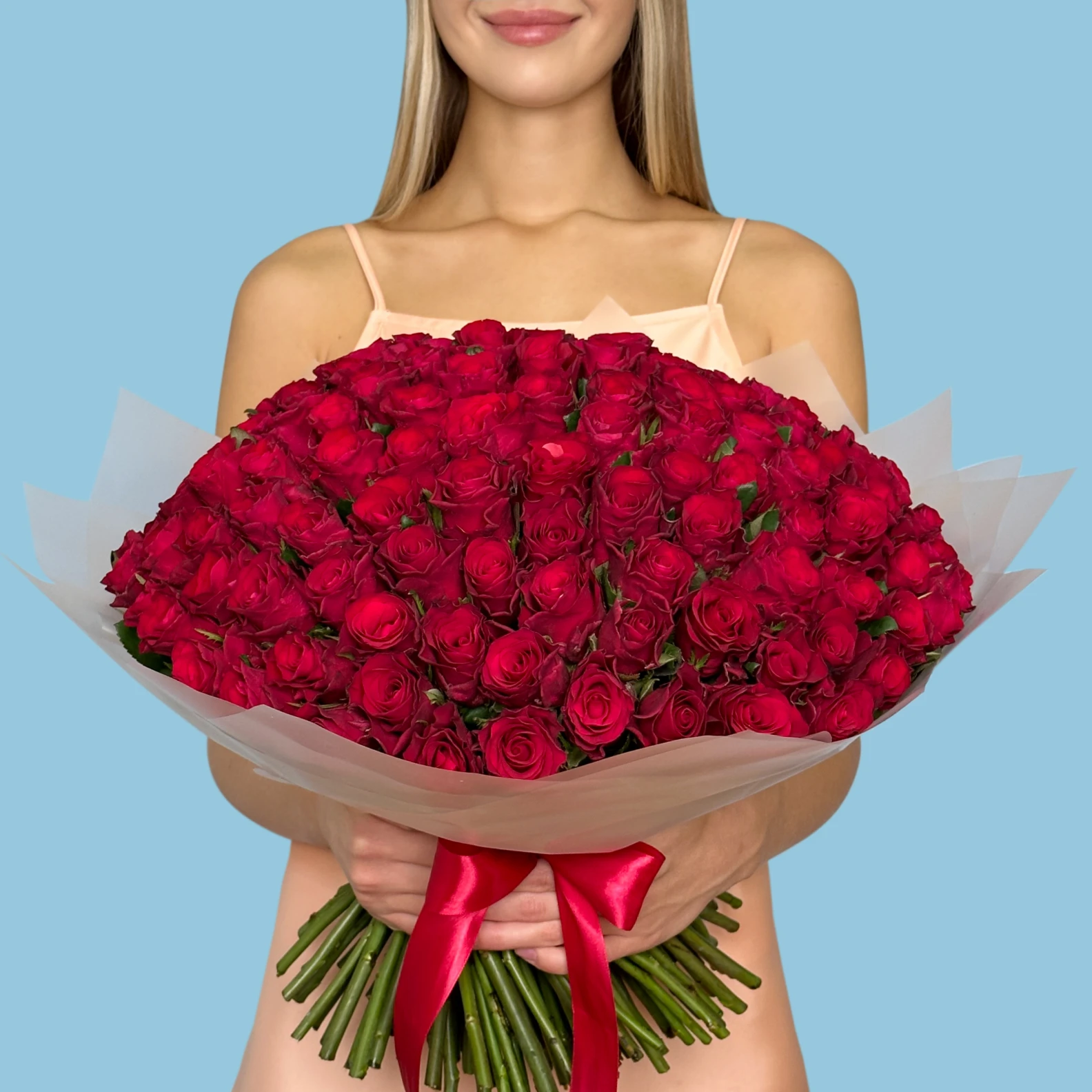 150 Red Roses from Kenya - image №1