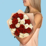 20 Premium White and Red Roses - image №2