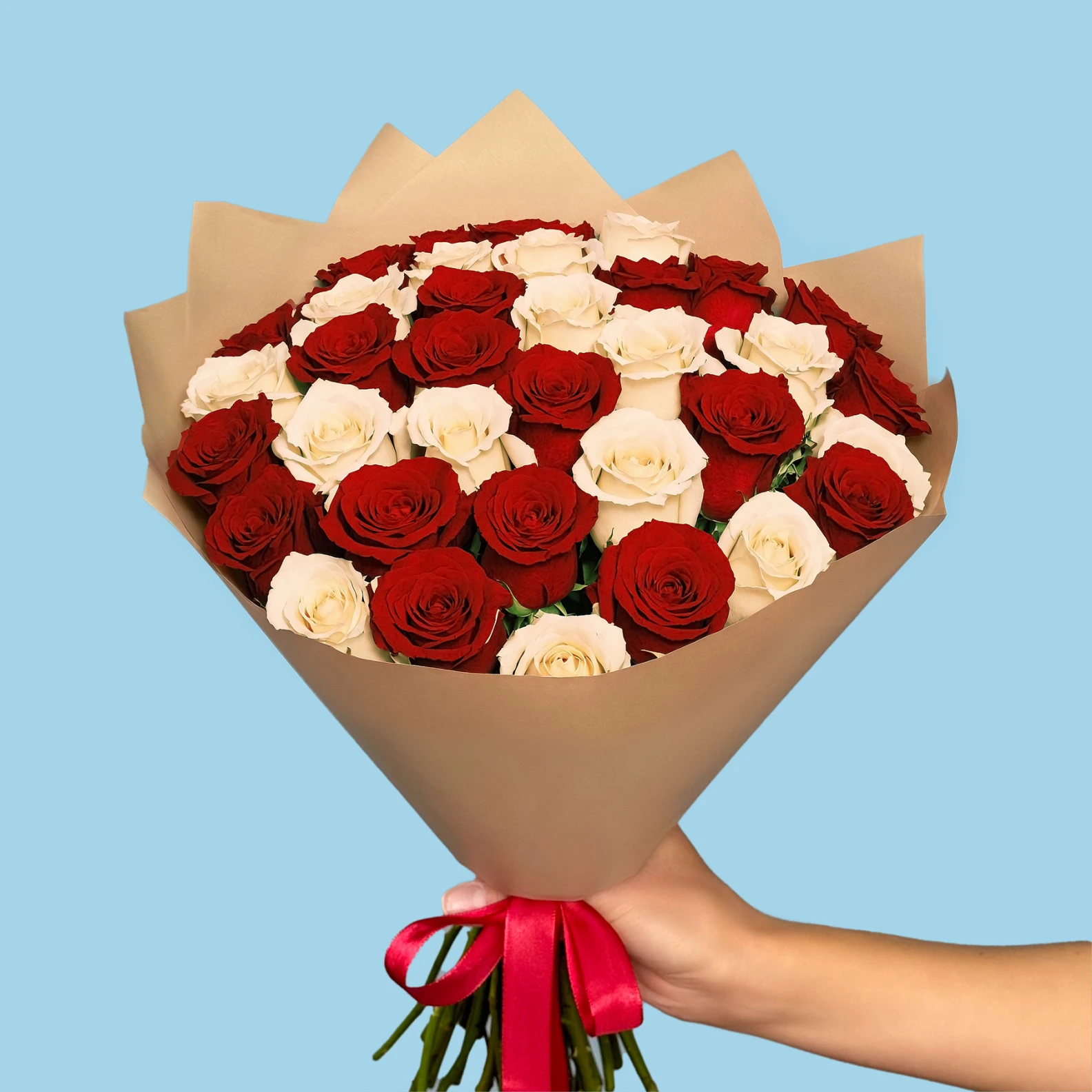 35 Premium White and Red Roses - image №3