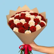 35 Premium White and Red Roses - image №3