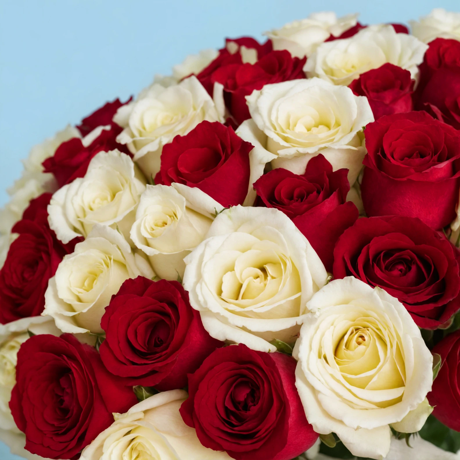 100 Premium White and Red Roses - image №4