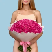 100 Pink Roses from Kenya - image №1