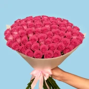 100 Pink Roses from Kenya - image №3