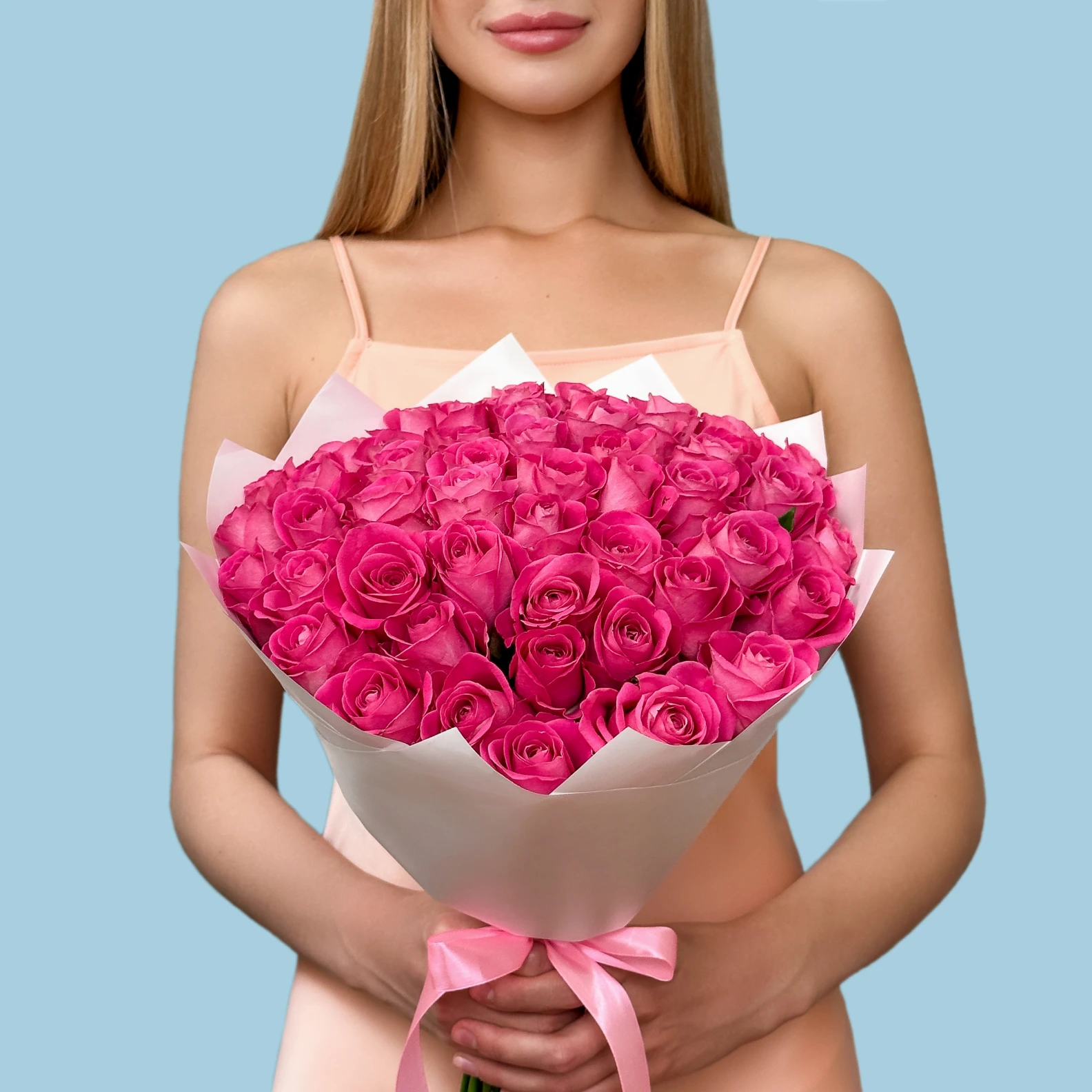 50 Pink Roses from Kenya - image №1