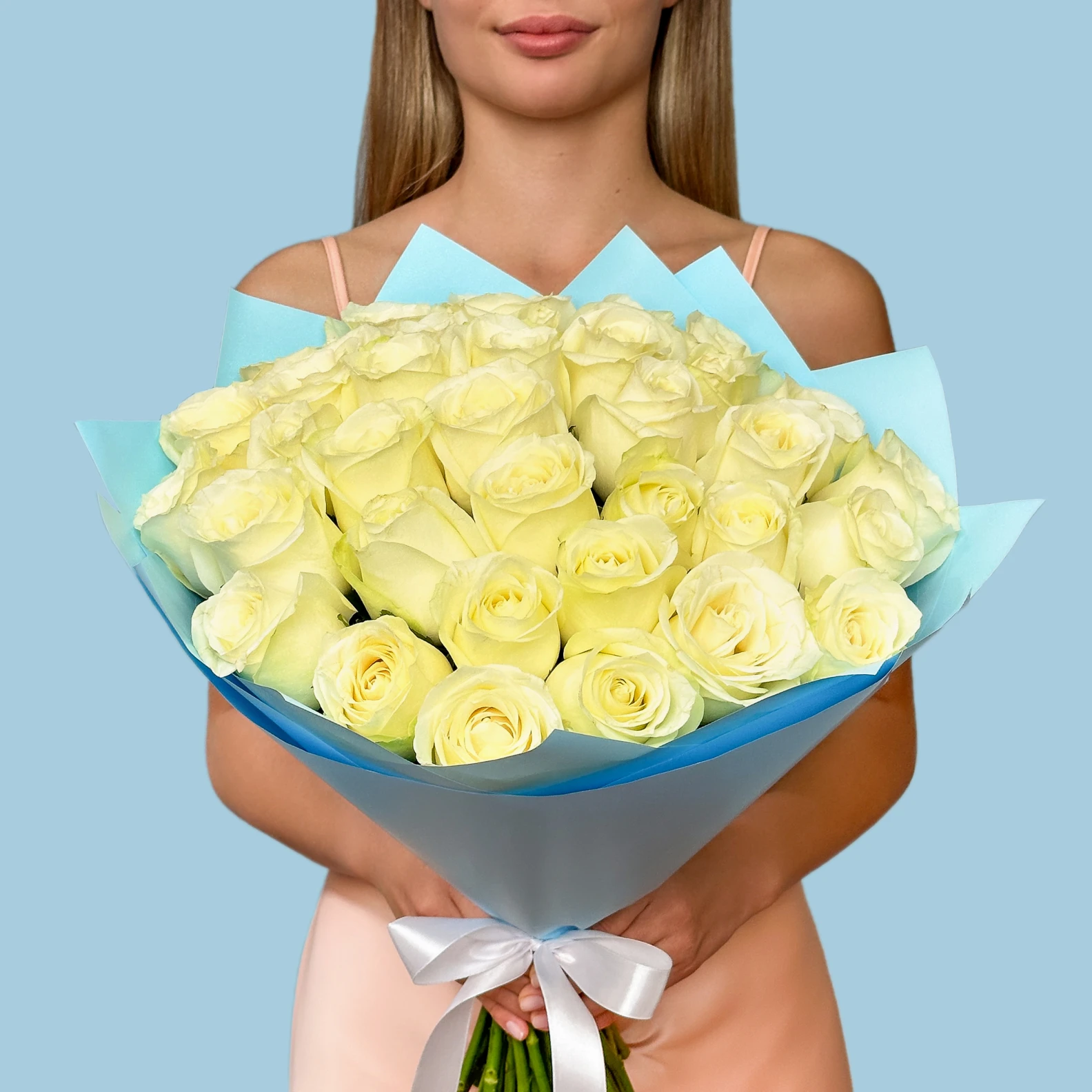 35 Premium White Roses - image №1