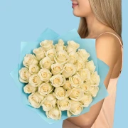 35 Premium White Roses - image №2