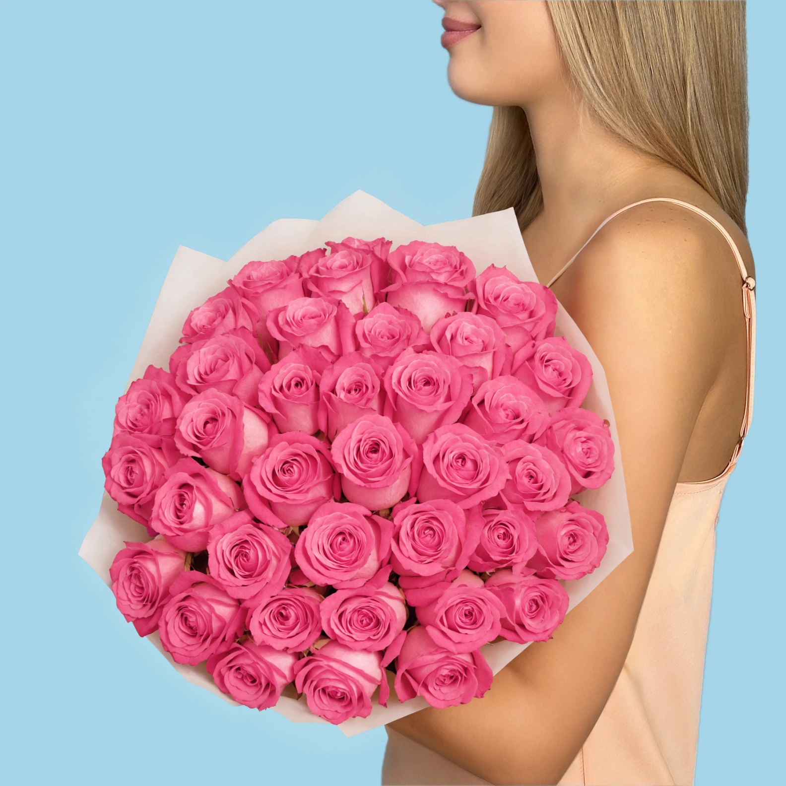 35 Premium Pink Roses - image №2