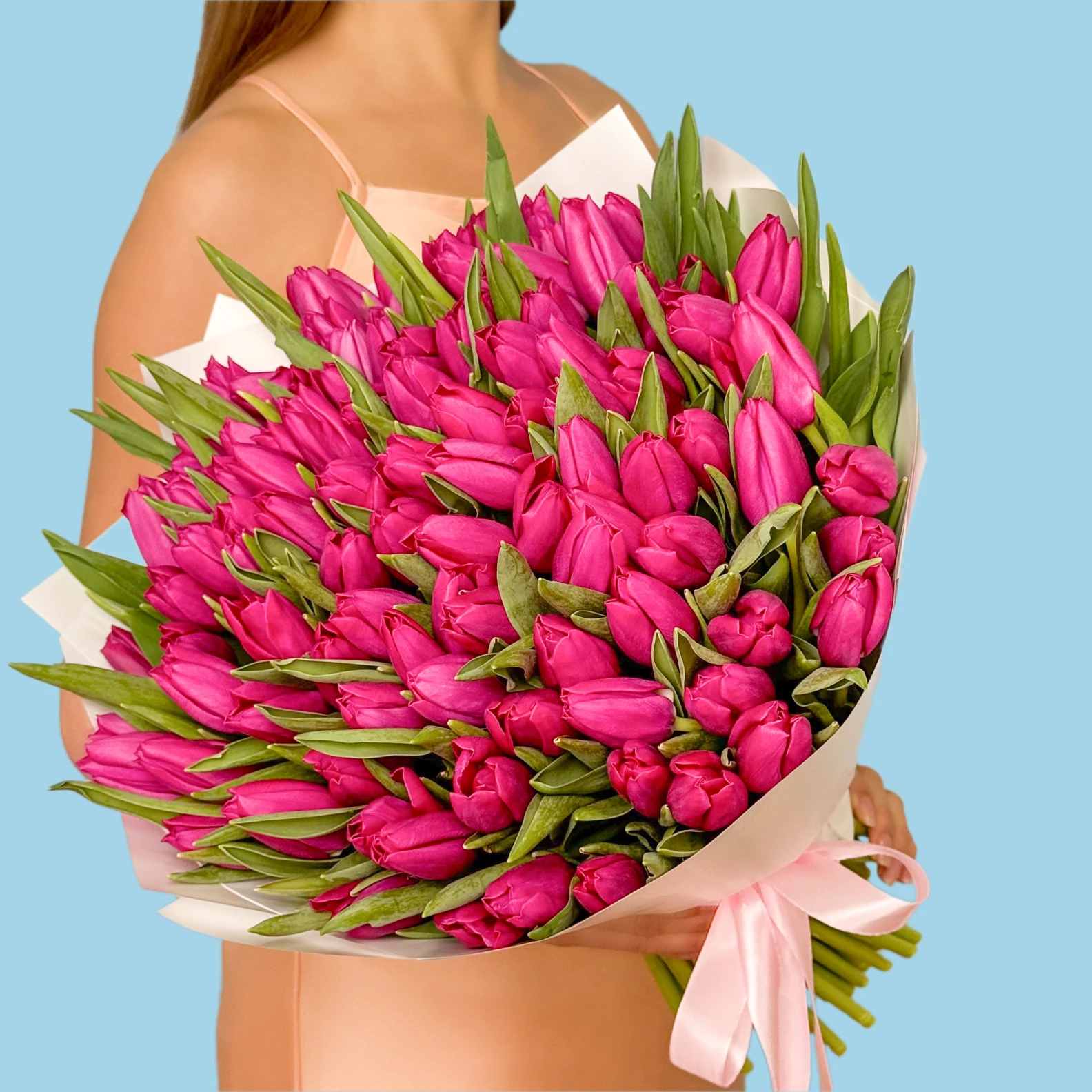 100 Pink Tulips - image №4