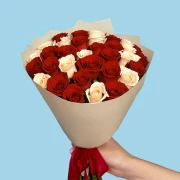 35 White and Red Roses from Kenya - image №3