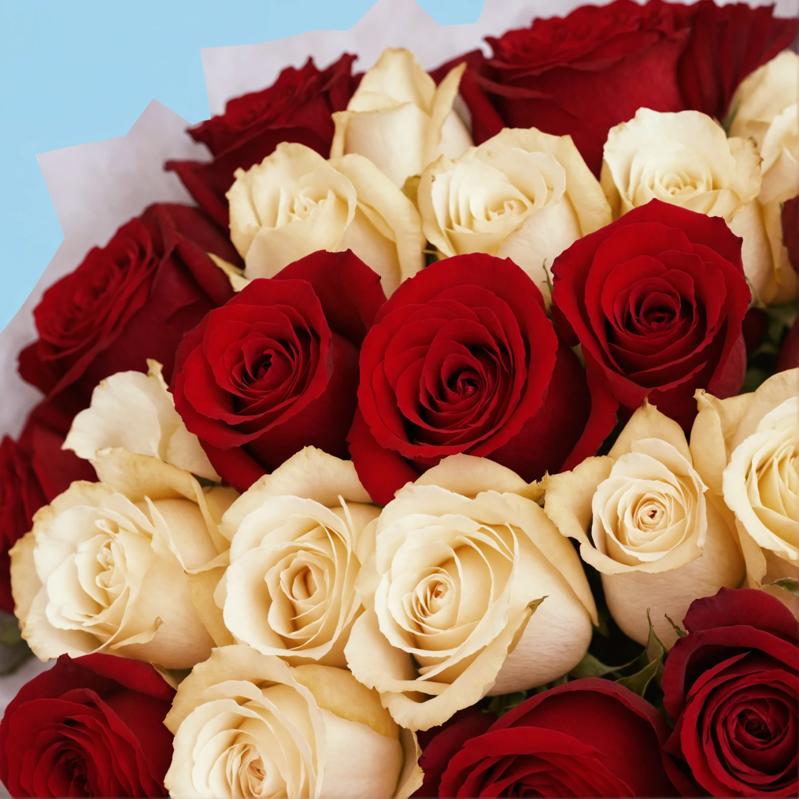 50 White and Red Roses from Kenya - image №4