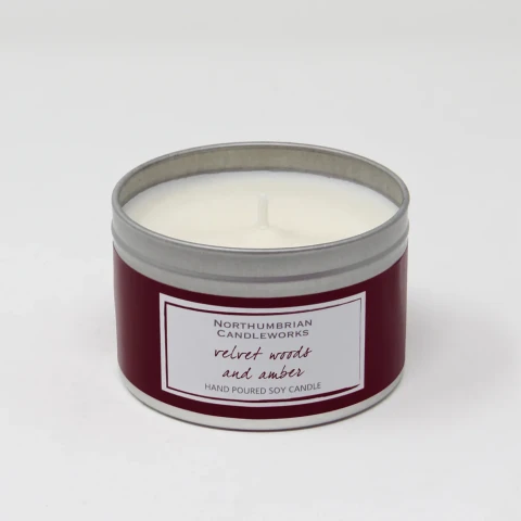 Velvet Woods & Amber Candle in a Tin 220g