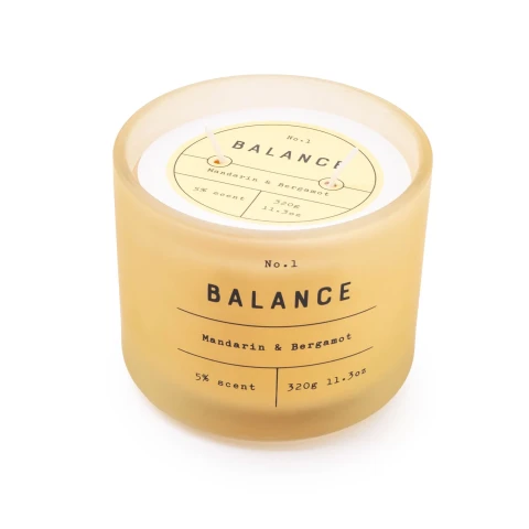 Frosted Glass 'Balance' Two Wick Candle Mandarin