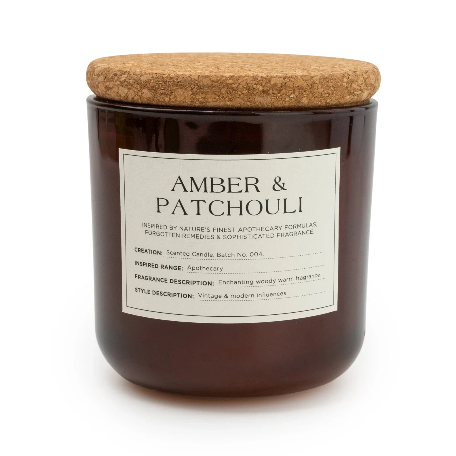 Medium Glass Jar with Cork Lid Amber & Patchouli 550g - image №2