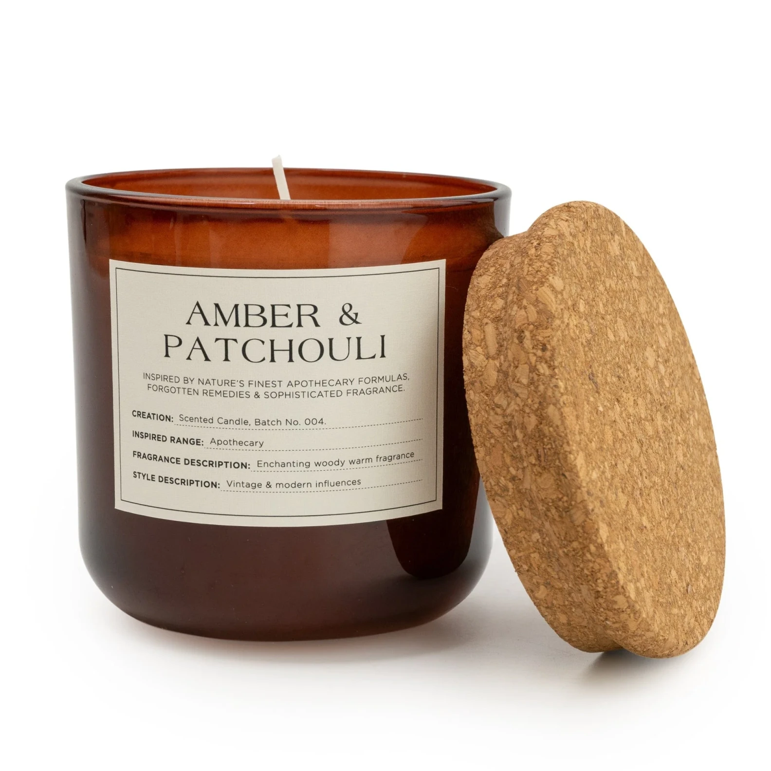 Medium Glass Jar with Cork Lid Amber & Patchouli 550g - image №3