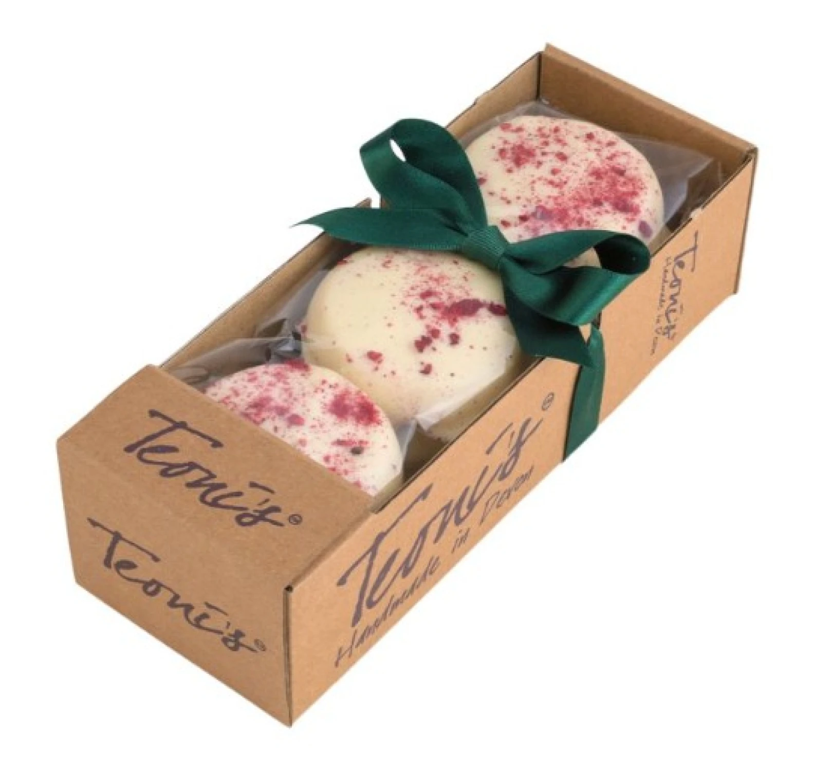 Teonis - Cookies Covered in White Chocolate & Raspberries 220g - image №1