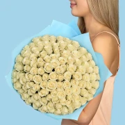 100 White Roses from Kenya - image №2