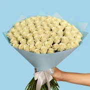 100 White Roses from Kenya - image №3