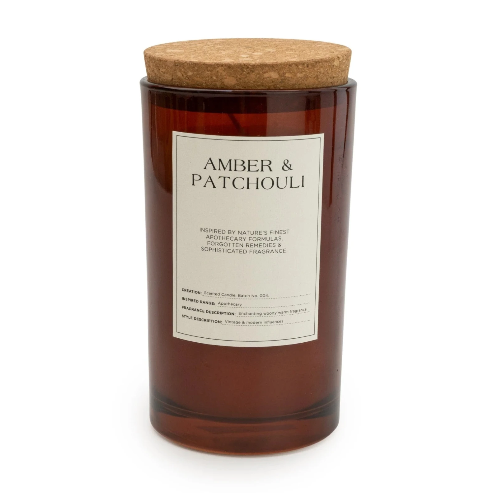 Large Glass Jar with Cork Lid Amber & Patchouli - image №1