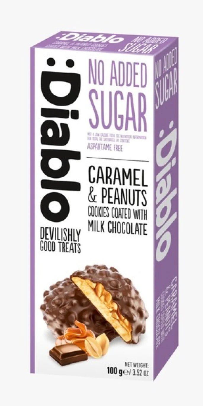 Diablo No Added Sugar Caramel & Peanut Milk Chocolate Cookies - image №1