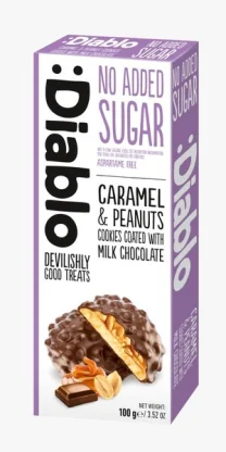 Diablo No Added Sugar Caramel & Peanut Milk Chocolate Cookies
