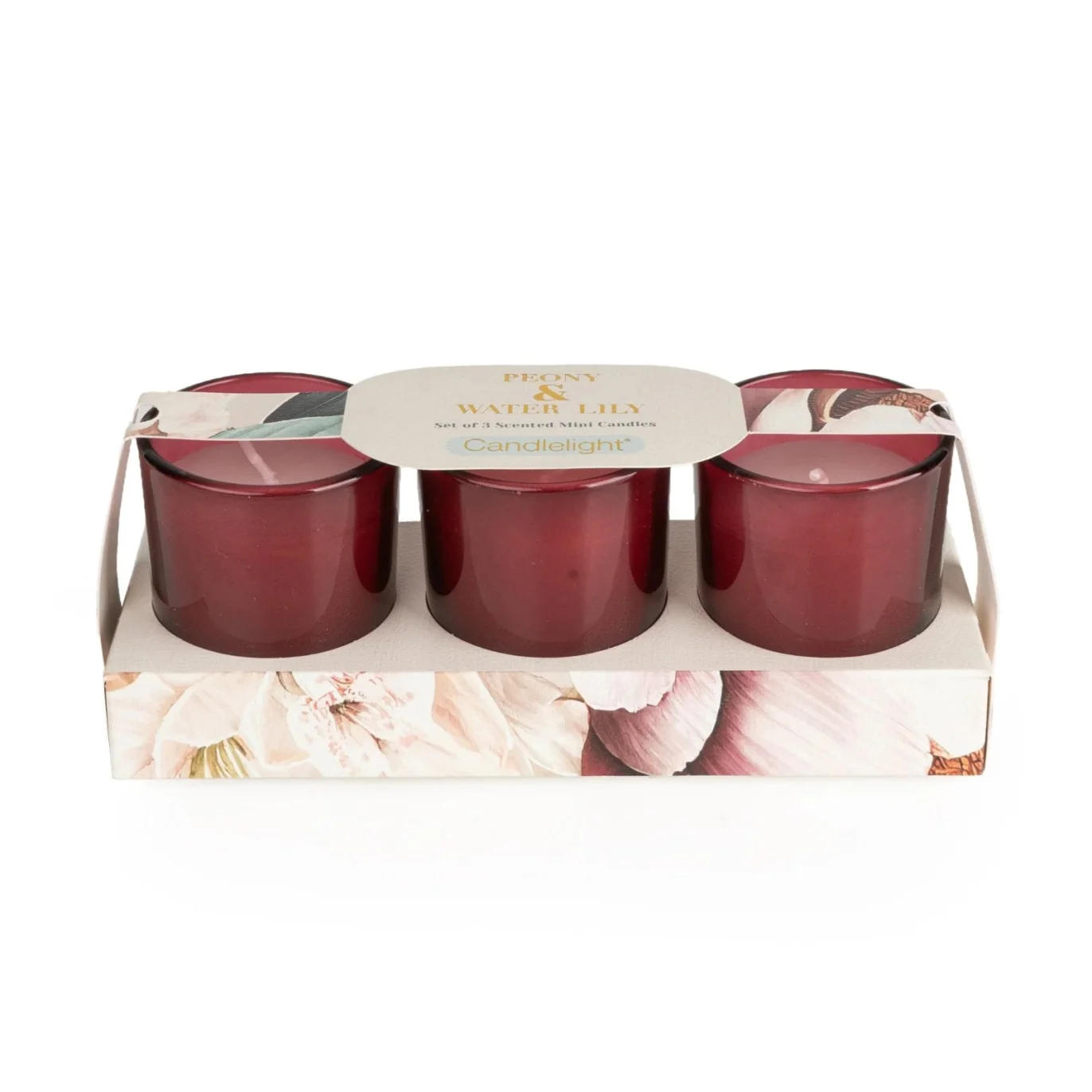 Set Of 3 Votive Candles - Peony & Water Lily - image №1