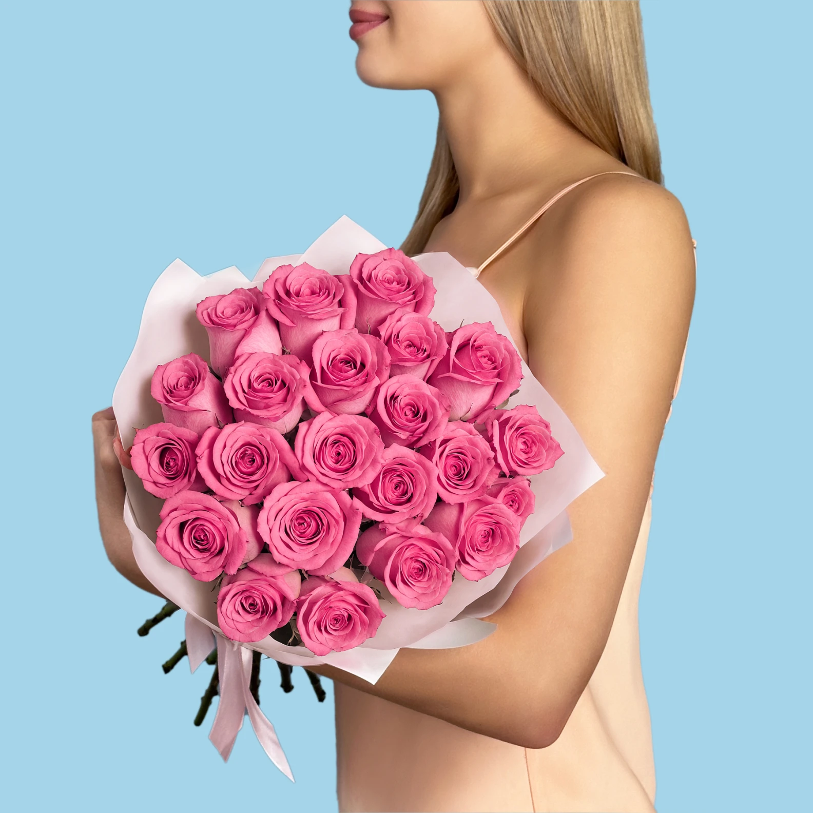 20 Premium Pink Roses - image №2