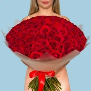 100 Premium Red Roses - image №1