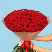 100 Premium Red Roses - image №3