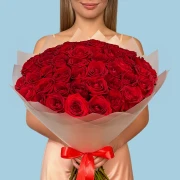 50 Premium Red Roses - image №1