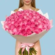 100 Premium Pink Roses - image №1