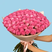 100 Premium Pink Roses - image №3