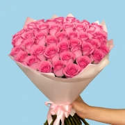 50 Premium Pink Roses - image №3