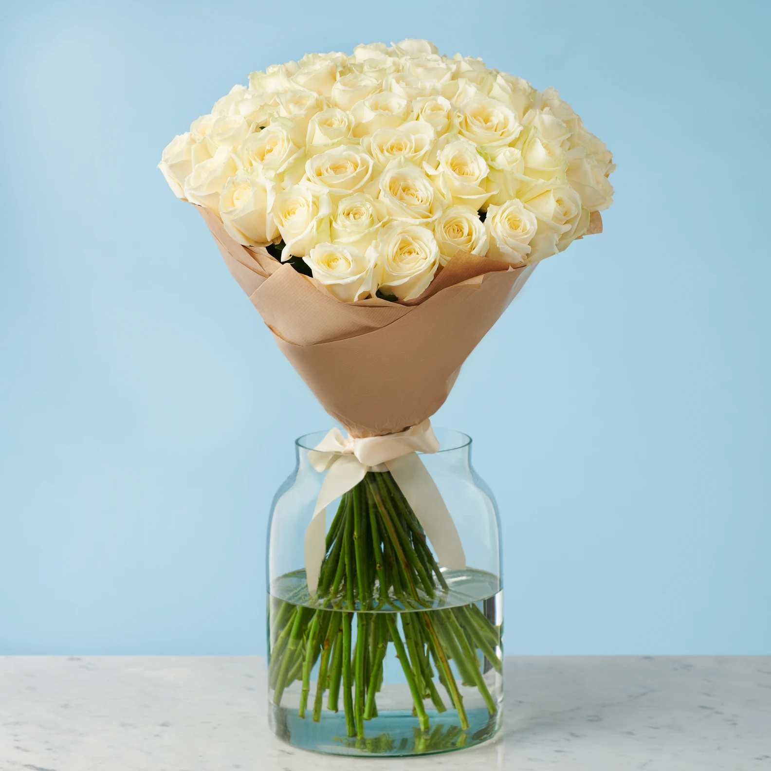 50 Premium White Roses - image №2